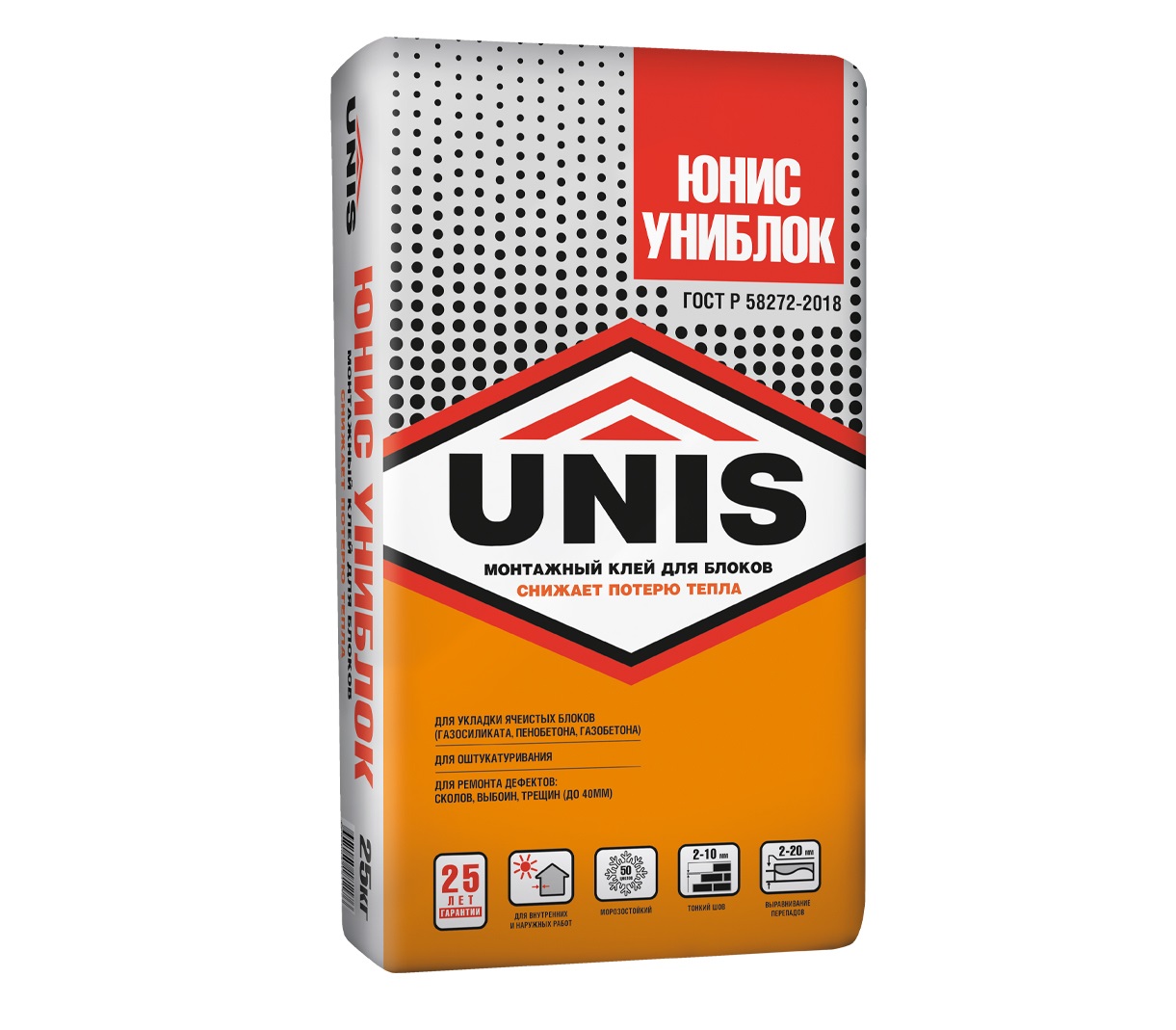 Клей для пеноблока UNIS (Юнис) Униблок 25 кг