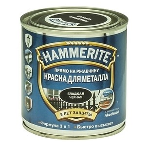 Краска по металлу Хамерайт (Hammerite) черная, полумат, 0,25л (6шт/упк.)