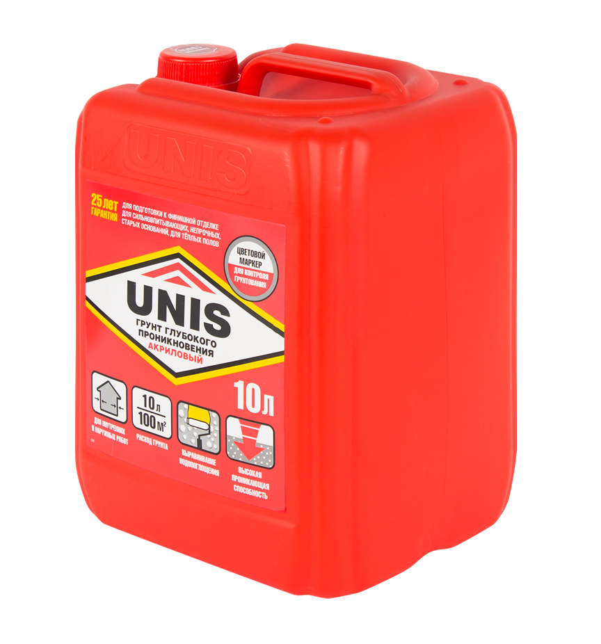 Грунтовка UNIS (Юнис) глубокого проникновения (красная канистра) 10 л